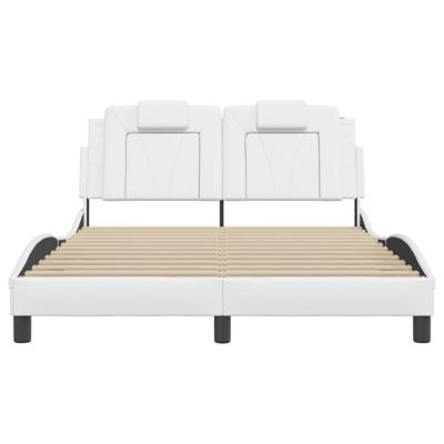 Bedframe met LED-verlichting kunstleer wit 140x190 cm