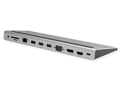 VALUE USB-C Multiport Docking Station, 4K HDMI/DP, VGA, USB, Kaartlezer, PD, LAN, Audio
