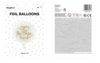 Folieballon Happy Birthday Goud/Wit (45cm) - thumbnail