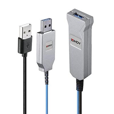 Lindy 43345 USB-kabel 30 m USB 3.2 Gen 1 (3.1 Gen 1) USB A 2 x USB A Blauw, Zilver
