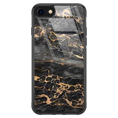 iPhone 8/7 glazen hardcase - Marmer grijs brons