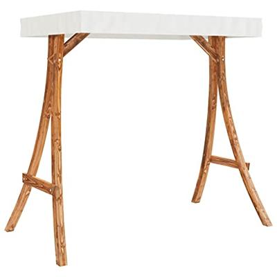 VidaXL Schommelframe met crèmekleur dak gebogen hout met teakafwerking