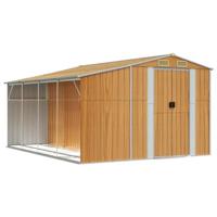 Tuinschuur 277x365,5x179 cm gegalvaniseerd staal lichtbruin - thumbnail