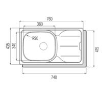 Wastafel met Eén Spoelbak Cata CDS1 - thumbnail