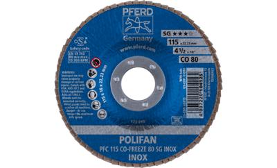 PFERD TOOLS 67711580 PFC 115 CO-FREEZE 80 SG INOX Lamellenschijf Diameter 115 mm Boordiameter 22.23 mm Legering op nikkelbasis, Superlegeringen op nikkel- of PFERD TOOLS 67711580 PFC 115 CO-FREEZE 80 SG INOX Lamellenschijf Diameter 115 mm Boordiameter 22.23 mm Legering op nikkelbasis, Superlegeringen op nikkel- of