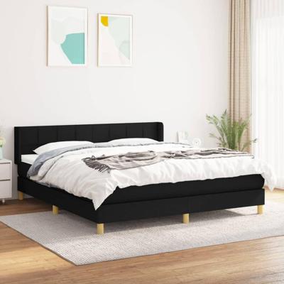 Boxspring met matras stof zwart 160x200 cm