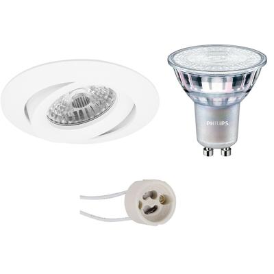GU10 Inbouwspot Set - Mat Wit - Inbouw Rond - Kantelbaar - Philips - MASTER 927 36D VLE - DimTone Dimbaar - Pragmi Uranio Pro - 3.7W - Warm Wit 2200K-2700K - Ø82mm