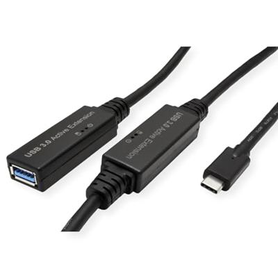 ROLINE USB 3.2 Gen 1 Active Repeater-kabel, Type A - C, zwart, 10 m