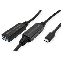 ROLINE USB 3.2 Gen 1 Active Repeater-kabel, Type A - C, zwart, 10 m - thumbnail