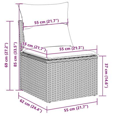4-delige Loungeset met kussens poly rattan lichtgrijs - thumbnail