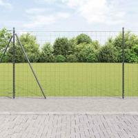 VidaXL Hek met paal grijs 1,5 x 10 m staal - thumbnail
