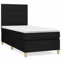 Boxspring met matras stof zwart 90x200 cm - thumbnail