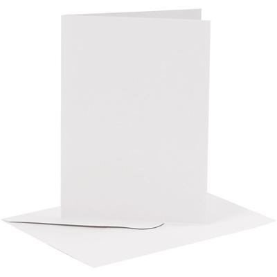 Creativ Company Kaarten en enveloppen, afmeting kaart 10,5x15 cm, afmeting envelop 11,5x16,5 cm, 110+230 gr, wit, 6 set/ 1 doos
