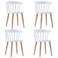 vidaXL Eetkamerstoelen 4 st kunststof staal wit - thumbnail