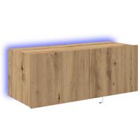 Tv-wandmeubel met LED-verlichting 80x35x31 cm artisanaal eiken - thumbnail