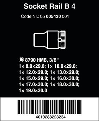 Wera Dop-magneetstrip B 4 Zyklop doppenset | 3/8"-aandrijving | 9-delig - 05005430001
