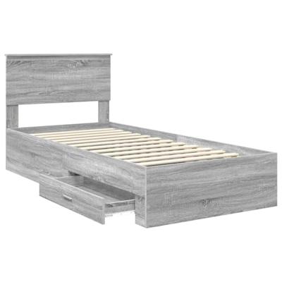 Bedframe met hoofdeinde Grijs Sonoma 90 x 200 cm Bewerkt hout