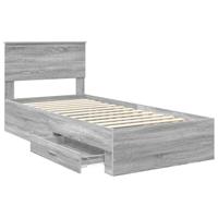Bedframe met hoofdeinde Grijs Sonoma 90 x 200 cm Bewerkt hout - thumbnail