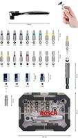 Bosch Accessories Promoline 2607017322 Bitset 26-delig Plat, Kruiskop Phillips, Kruiskop Pozidriv, Inbus, Binnen-zesrond (TX) Incl. ratel - thumbnail