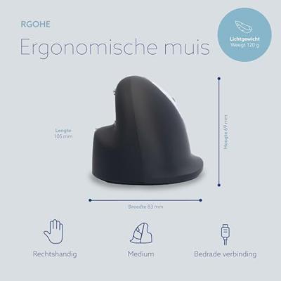 R-Go HE ergonomische muis, medium, met draad, voor rechtshandigen - thumbnail