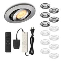 Set LED-inbouwspot met afstandsbediening Piccolo zilver 3W dimbaar IP44 1-12 stuks - thumbnail