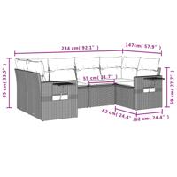 6-delige Loungeset met kussens poly rattan beige - thumbnail