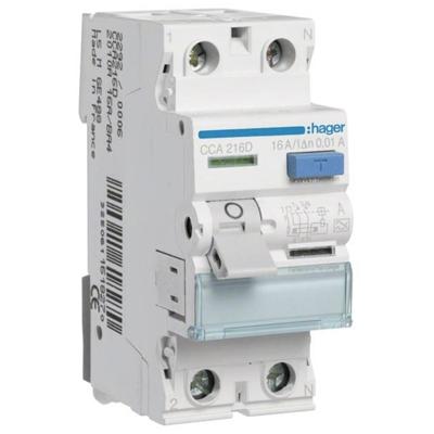 Hager CCA216D Aardlekschakelaar A 2-polig 16 A 0.01 A 230 V Hager CCA216D Aardlekschakelaar A 2-polig 16 A 0.01 A 230 V
