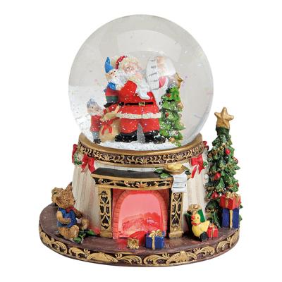 Speeldoos/sneeuwbol Nikolaas met muziek (B/H/D) 16x19x16 cm