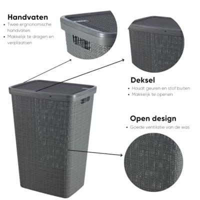 Curver jute wasbox 58 liter donkergrijs