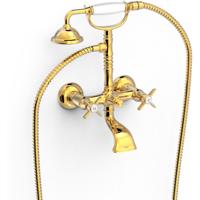 Douchemengkraan Tres Clasic 2 Kruisgreep Incl Handdouche met Steun Goud - thumbnail