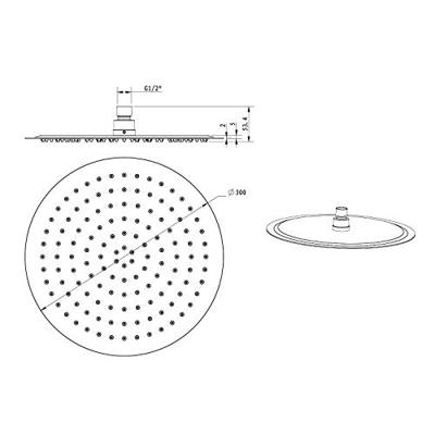 Regendouchekop Sapho Slim Rond 30 cm Gepolijst RVS