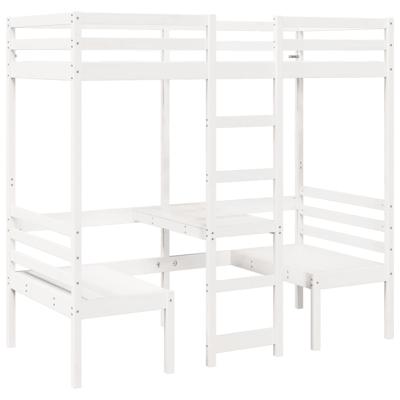Hoogslaper met bureau en stoelen grenenhout wit 90x200cm - thumbnail
