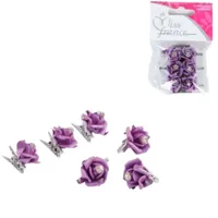 Knijper met bloem paars 2,5 cm set van 6 | 24 stuks - thumbnail