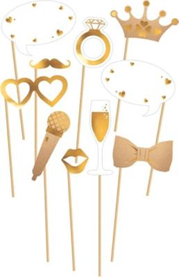 Photo Booth Bruiloft Goud (10st)