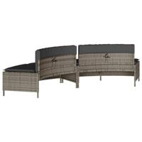 VidaXL Hottub-bankjes met kussens 2 st poly rattan grijs - thumbnail