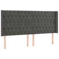 Hoofdbord met randen 203x16x118/128 cm fluweel donkergrijs - thumbnail