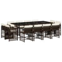 13-delige Tuinset met kussens poly rattan bruin - thumbnail