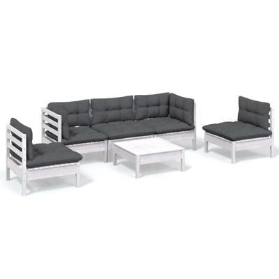 6-delige Loungeset met kussens massief grenenhout - thumbnail