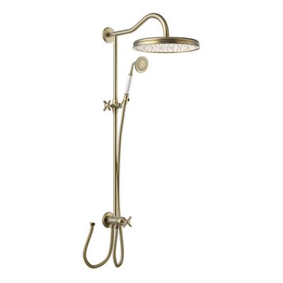 Regendoucheset Tres Opbouw Clasic Incl. Handdouche Kruisgreep Verouderd Messing