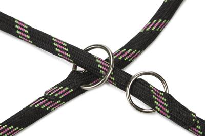 Hondenriem van rond nylon verstelbaar 200cm x 13mm zwart