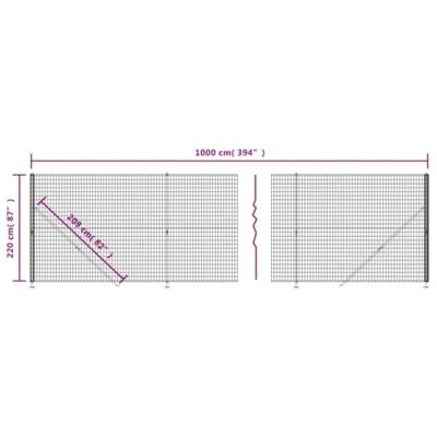 Draadgaashek met flens 2,2x10 m antracietkleurig