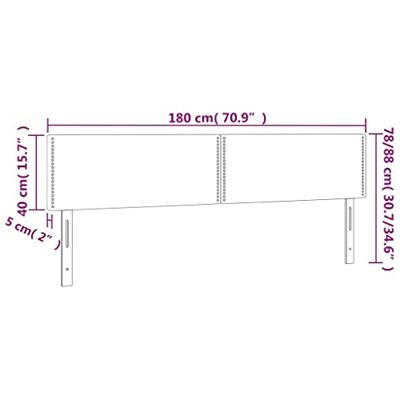 Hoofdbord LED 180x5x78/88 cm stof lichtgrijs