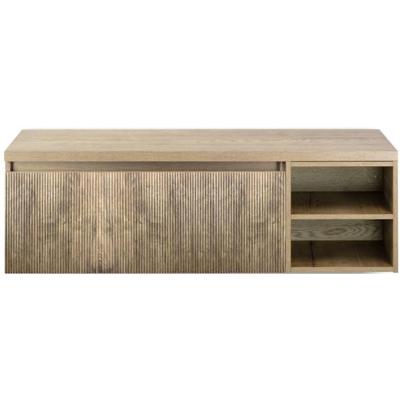 Frozen 3D Badmeubelset 140 cm - Greeplijst in Kleur - Wastafel Regaalkast met Bovenblad French Oak