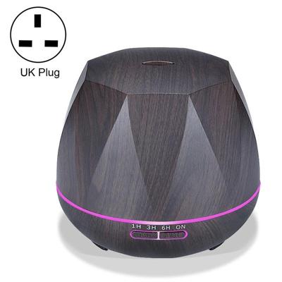Diamond houtnerf afstandsbediening Ultrasone luchtbevochtiger aromatherapie machine met LED-verlichting capaciteit: 400mL UK plug (donker hout kleur
