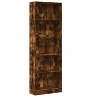 Boekenkast 60x24x176 cm bewerkt hout gerookt eikenkleurig - thumbnail