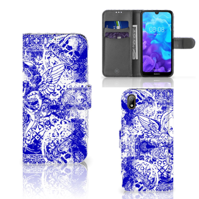 Telefoonhoesje met Naam Huawei Y5 (2019) Angel Skull Blauw Telefoonhoesje met Naam Huawei Y5 (2019) Angel Skull Blauw