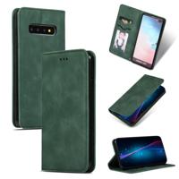 Retro huid voelen Business magnetische horizontale Flip lederen case voor Samsung Galaxy S10 plus (Army Green) - thumbnail
