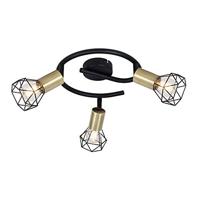Globo PlafondlampXara I zwart met goud 3-lichts Ø 23cm - 54802S-3AB - thumbnail
