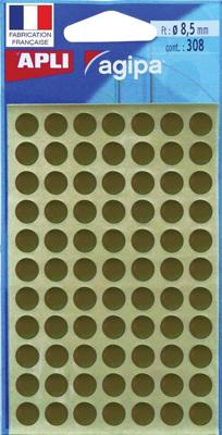 Agipa ronde etiketten in etui diameter 8 mm, goud, 308 stuks, 77 per blad