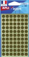 Agipa ronde etiketten in etui diameter 8 mm, goud, 308 stuks, 77 per blad - thumbnail